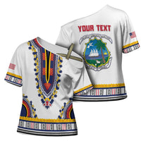 Personalized Liberia Dashiki Cross Shoulder Shirt White Color - Wonder Print Shop