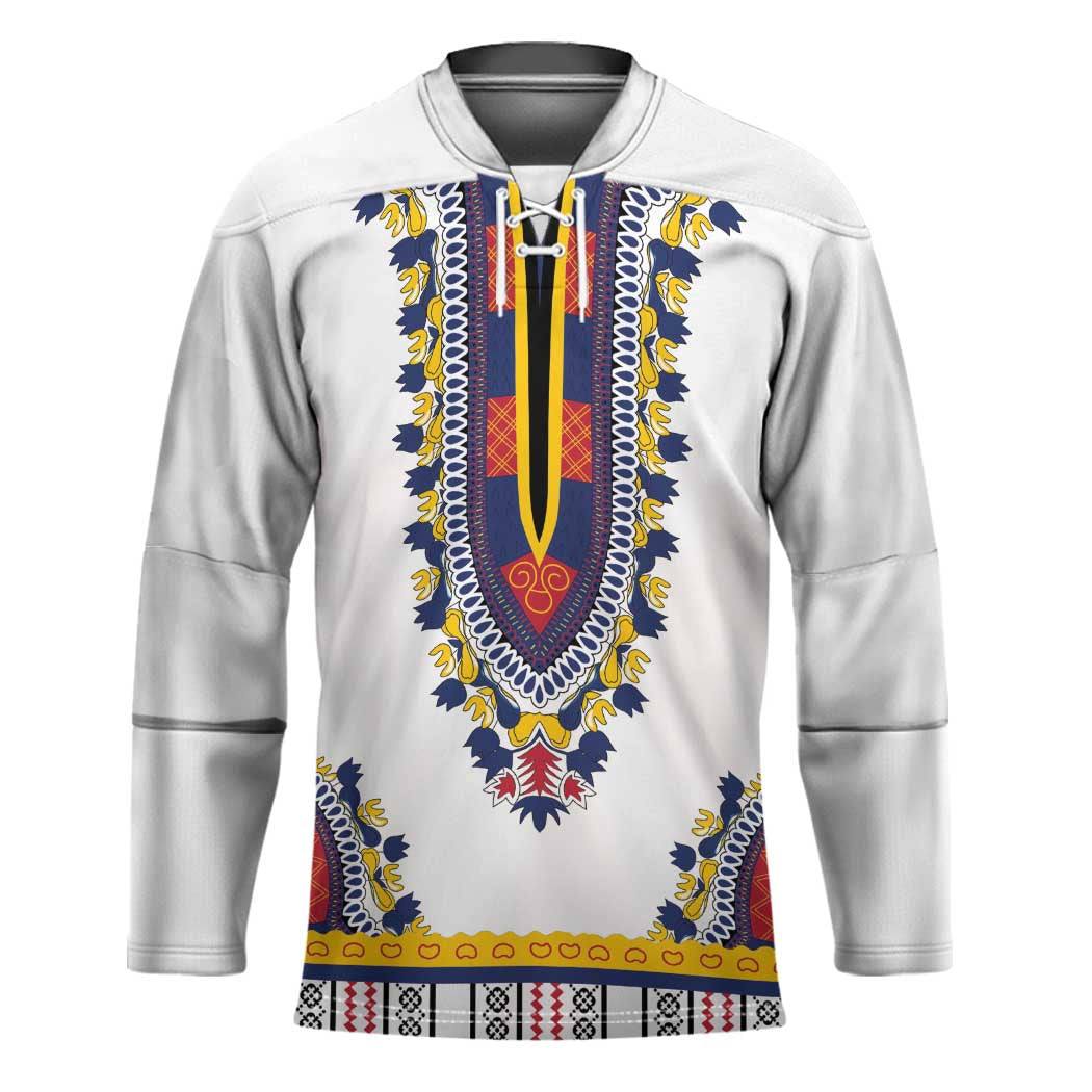 Personalized Liberia Dashiki Hockey Jersey White Color - Wonder Print Shop