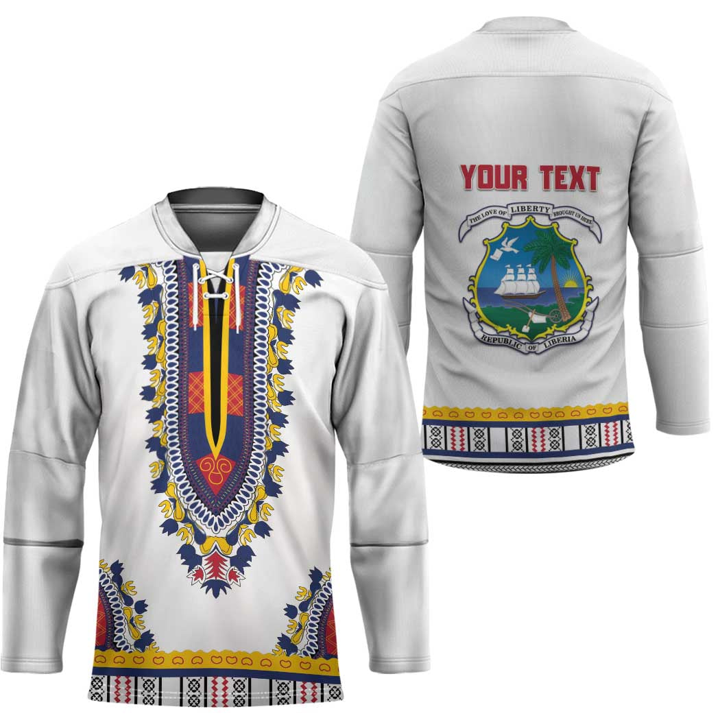 Personalized Liberia Dashiki Hockey Jersey White Color - Wonder Print Shop