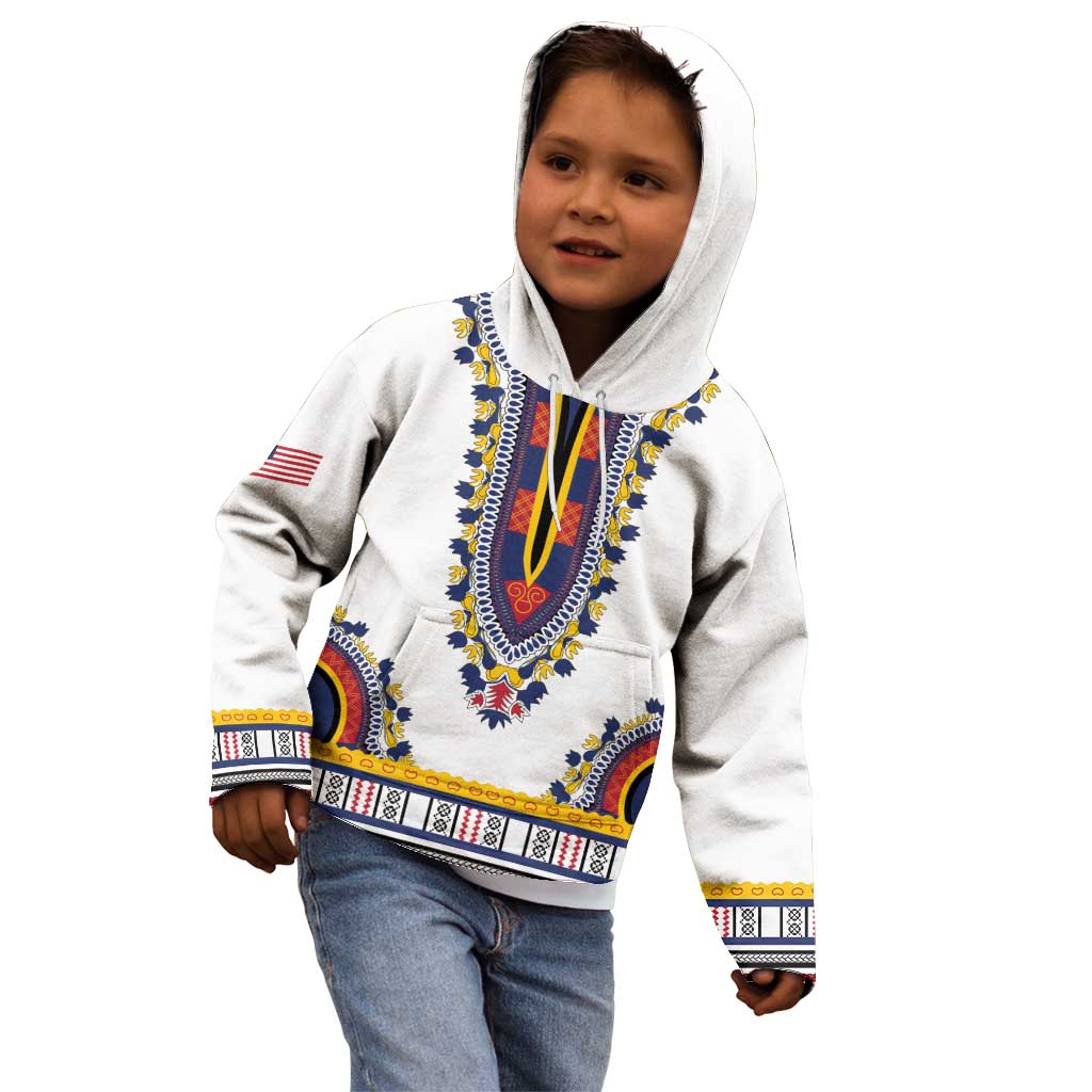 Personalized Liberia Dashiki Kid Hoodie White Color - Wonder Print Shop