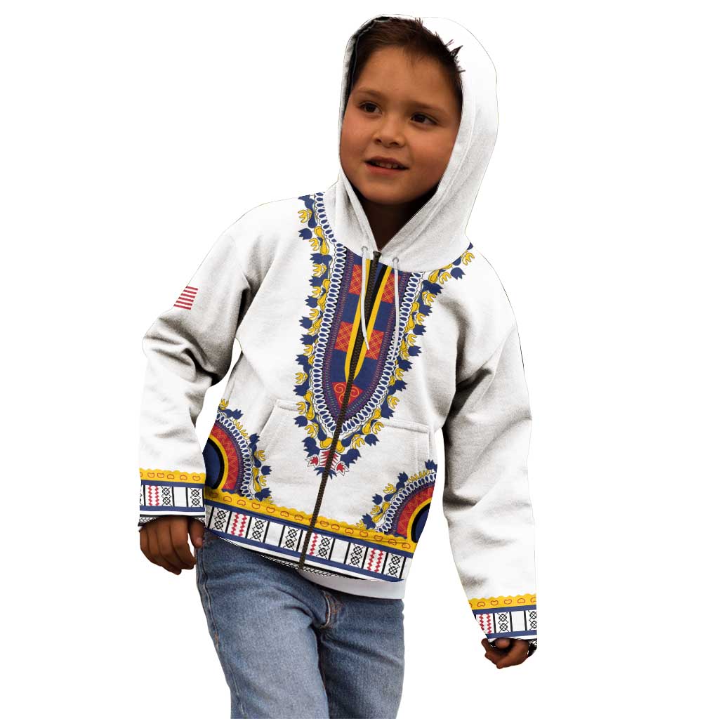 Personalized Liberia Dashiki Kid Hoodie White Color - Wonder Print Shop