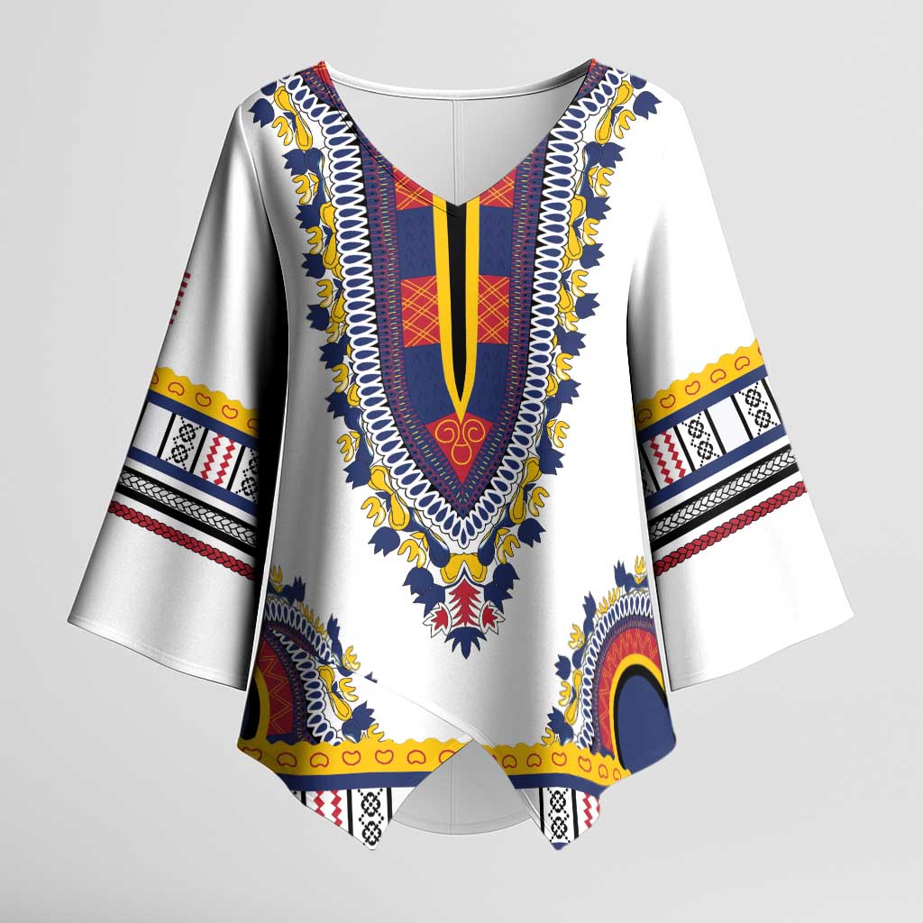 Personalized Liberia Dashiki Kimono Sleeve Blouse White Color - Wonder Print Shop