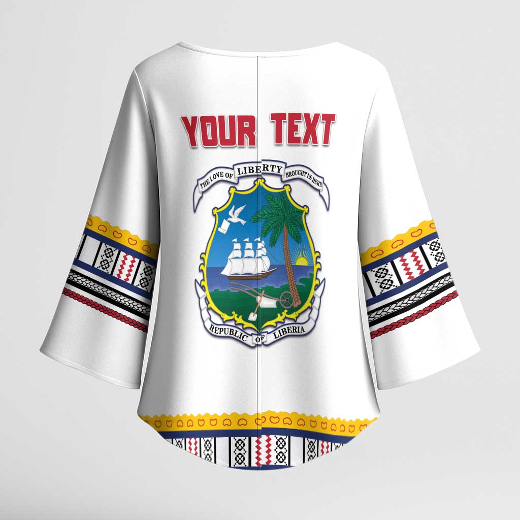 Personalized Liberia Dashiki Kimono Sleeve Blouse White Color - Wonder Print Shop