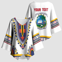 Personalized Liberia Dashiki Kimono Sleeve Blouse White Color - Wonder Print Shop