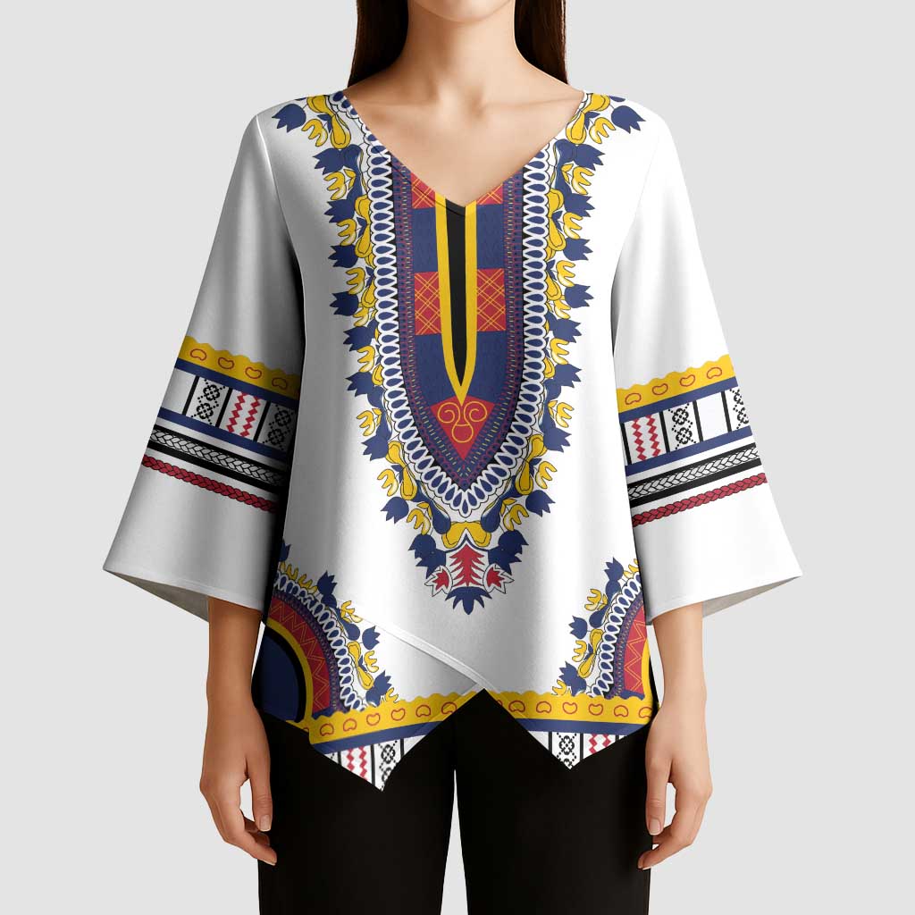 Personalized Liberia Dashiki Kimono Sleeve Blouse White Color - Wonder Print Shop