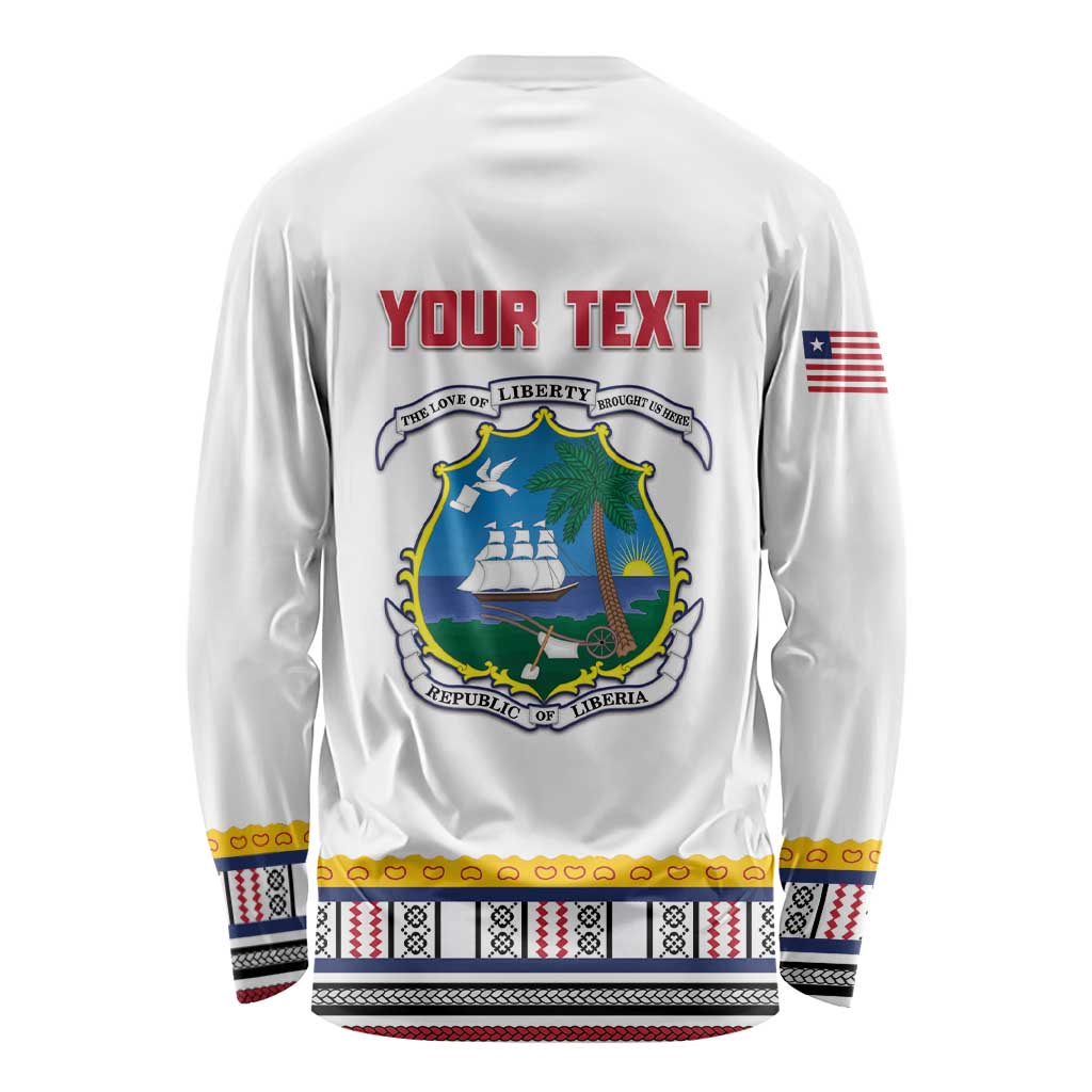 Personalized Liberia Dashiki Long Sleeve Shirt White Color - Wonder Print Shop