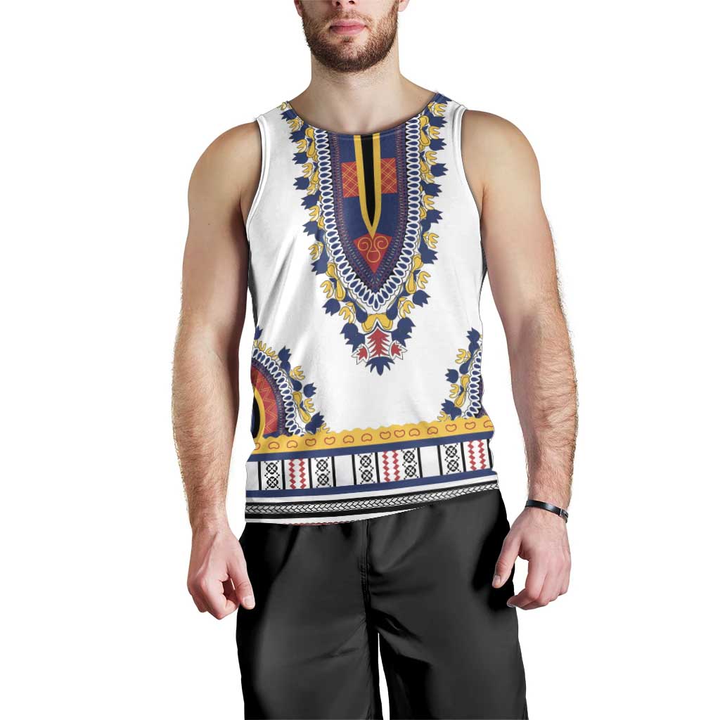 Personalized Liberia Dashiki Men Tank Top White Color - Wonder Print Shop
