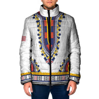 Personalized Liberia Dashiki Padded Jacket White Color - Wonder Print Shop