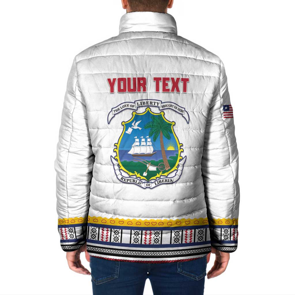 Personalized Liberia Dashiki Padded Jacket White Color - Wonder Print Shop