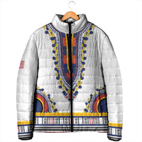 Personalized Liberia Dashiki Padded Jacket White Color - Wonder Print Shop