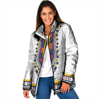 Personalized Liberia Dashiki Padded Jacket White Color - Wonder Print Shop