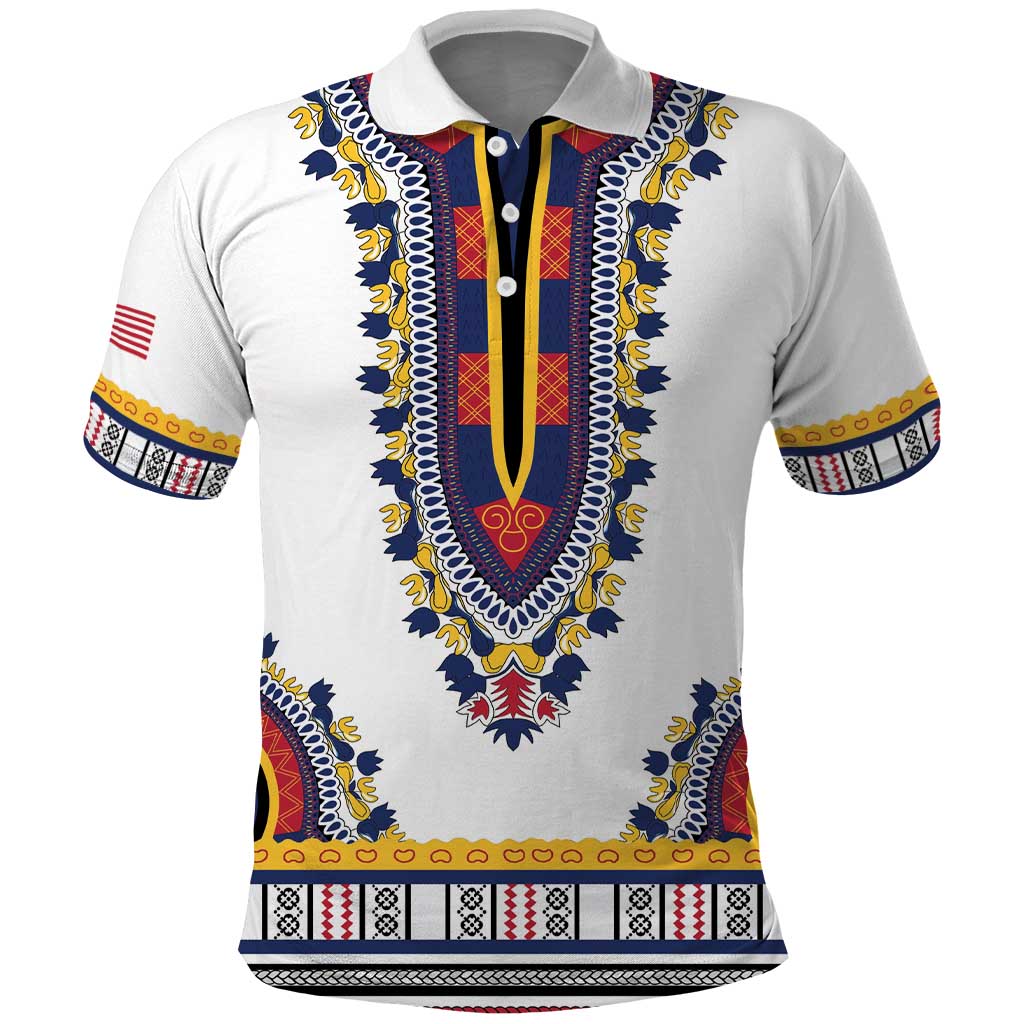Personalized Liberia Dashiki Polo Shirt White Color - Wonder Print Shop