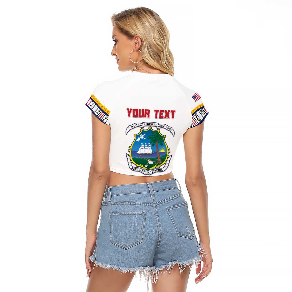 Personalized Liberia Dashiki Raglan Cropped T Shirt White Color - Wonder Print Shop