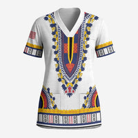 Personalized Liberia Dashiki Scrub Top White Color - Wonder Print Shop