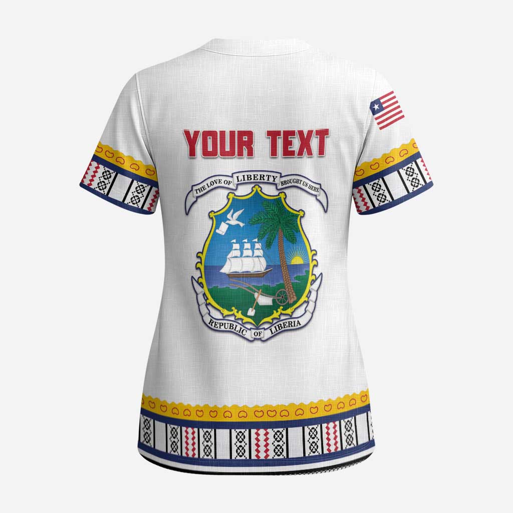 Personalized Liberia Dashiki Scrub Top White Color - Wonder Print Shop