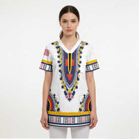 Personalized Liberia Dashiki Scrub Top White Color - Wonder Print Shop