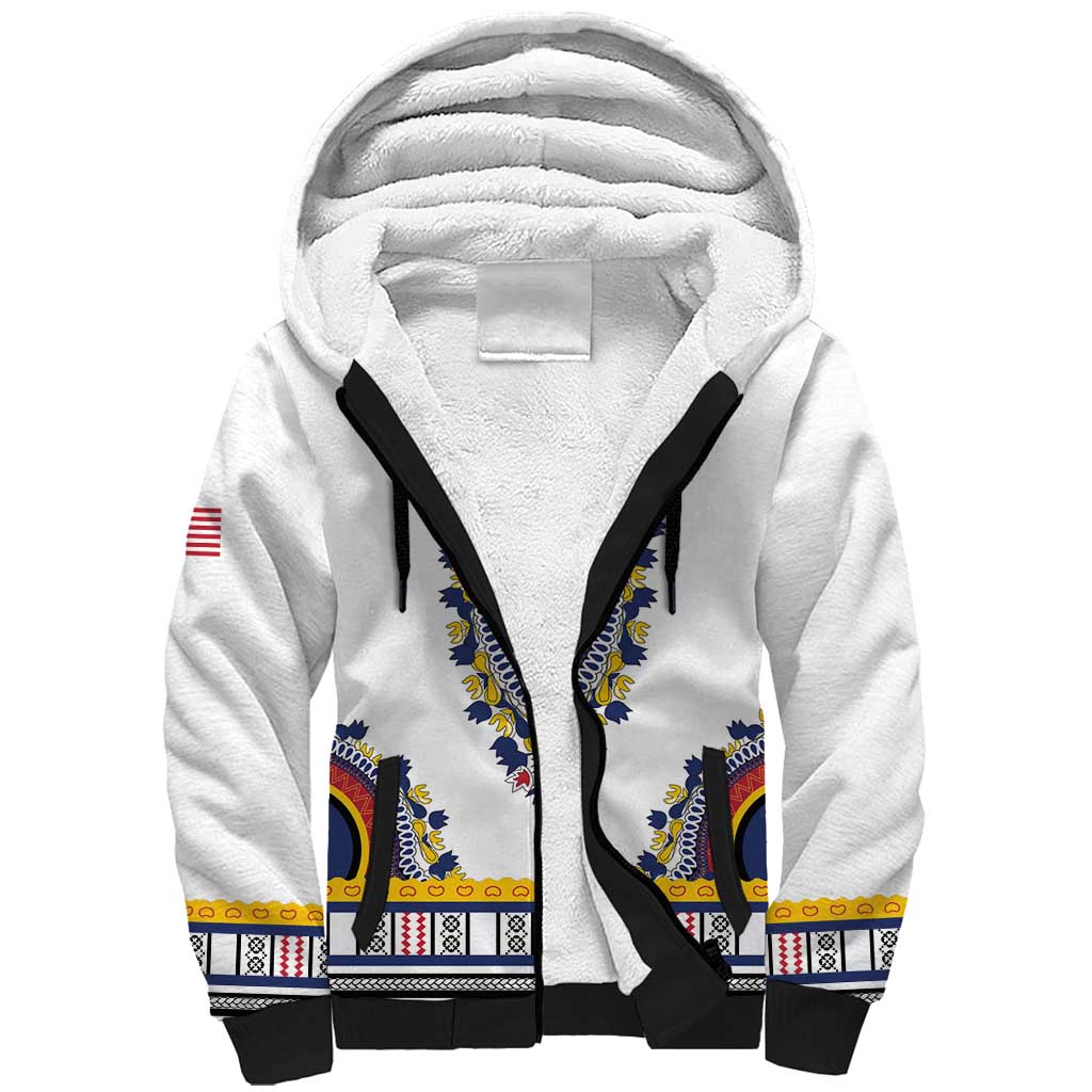 Personalized Liberia Dashiki Sherpa Hoodie White Color - Wonder Print Shop