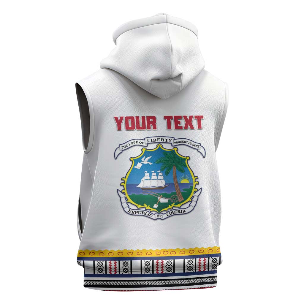 Personalized Liberia Dashiki Sleeveless Hoodie White Color - Wonder Print Shop
