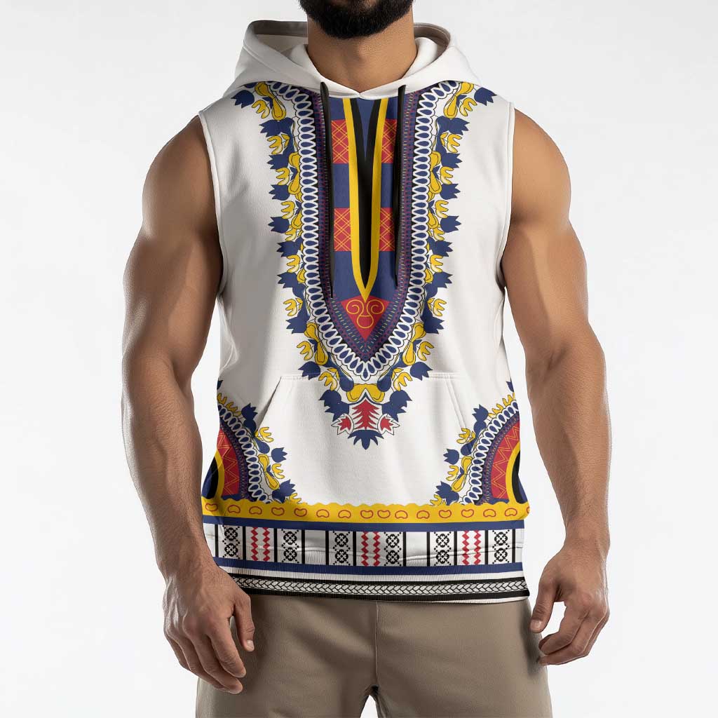 Personalized Liberia Dashiki Sleeveless Hoodie White Color - Wonder Print Shop