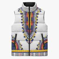 Personalized Liberia Dashiki Sleeveless Puffer Jacket White Color - Wonder Print Shop