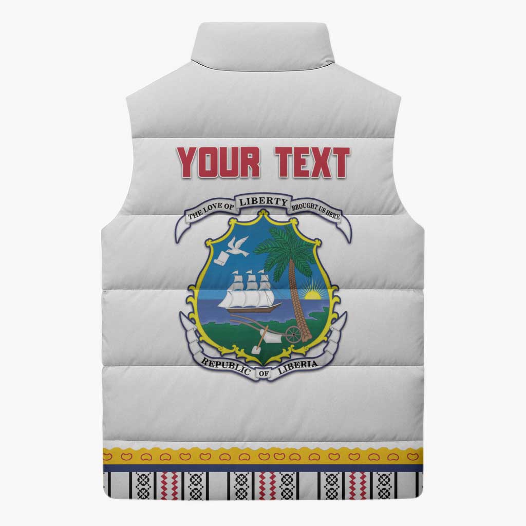 Personalized Liberia Dashiki Sleeveless Puffer Jacket White Color - Wonder Print Shop