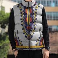 Personalized Liberia Dashiki Sleeveless Puffer Jacket White Color - Wonder Print Shop