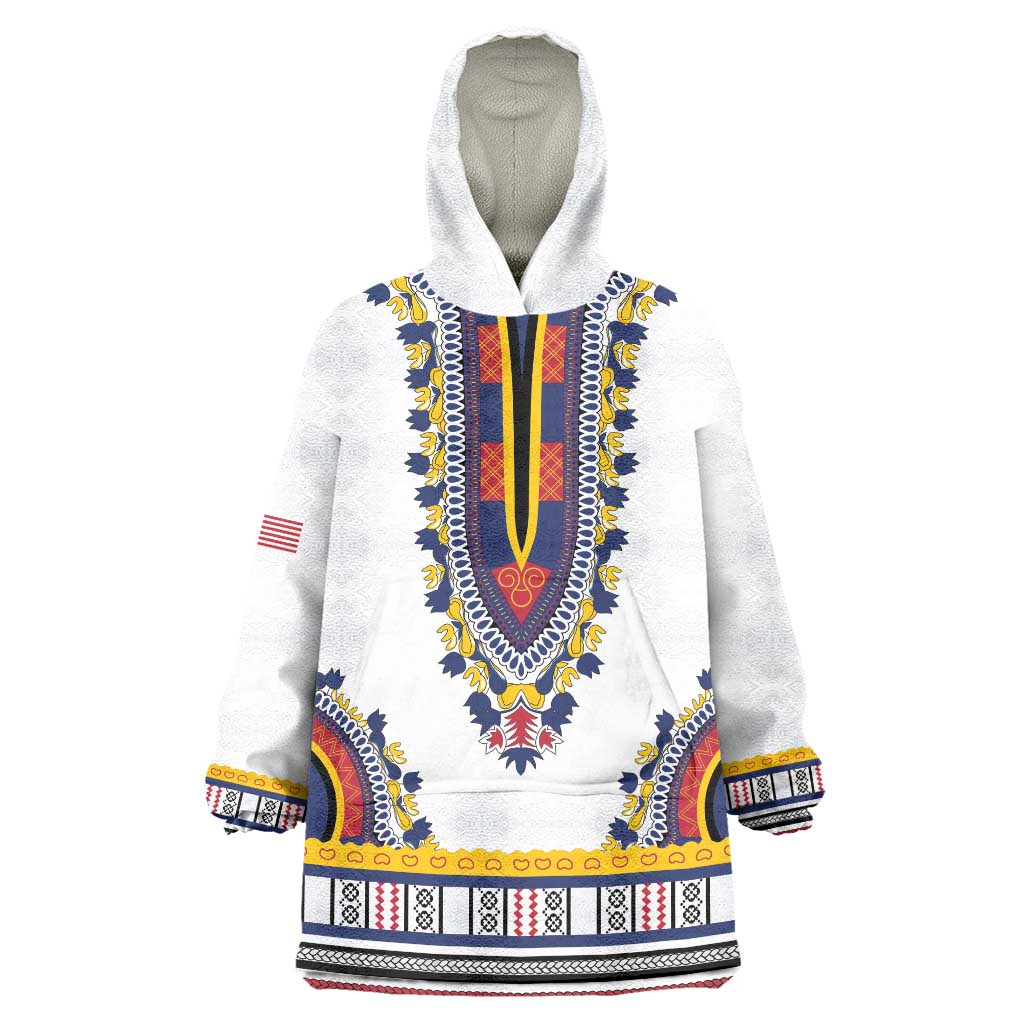 Personalized Liberia Dashiki Wearable Blanket Hoodie White Color - Wonder Print Shop