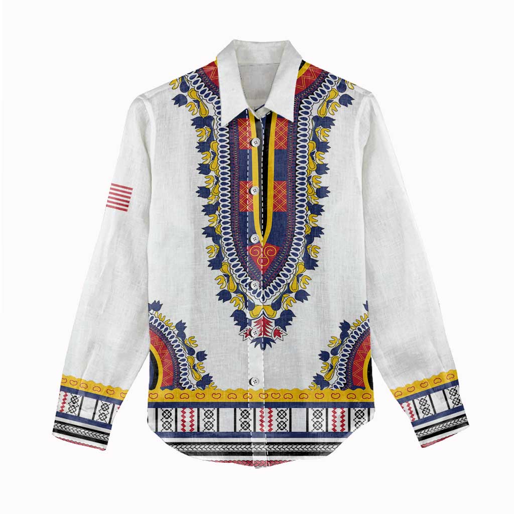 Personalized Liberia Dashiki Women Casual Shirt White Color - Wonder Print Shop