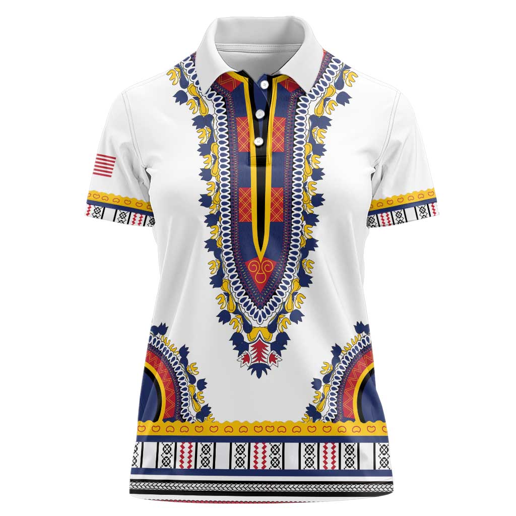Personalized Liberia Dashiki Women Polo Shirt White Color - Wonder Print Shop