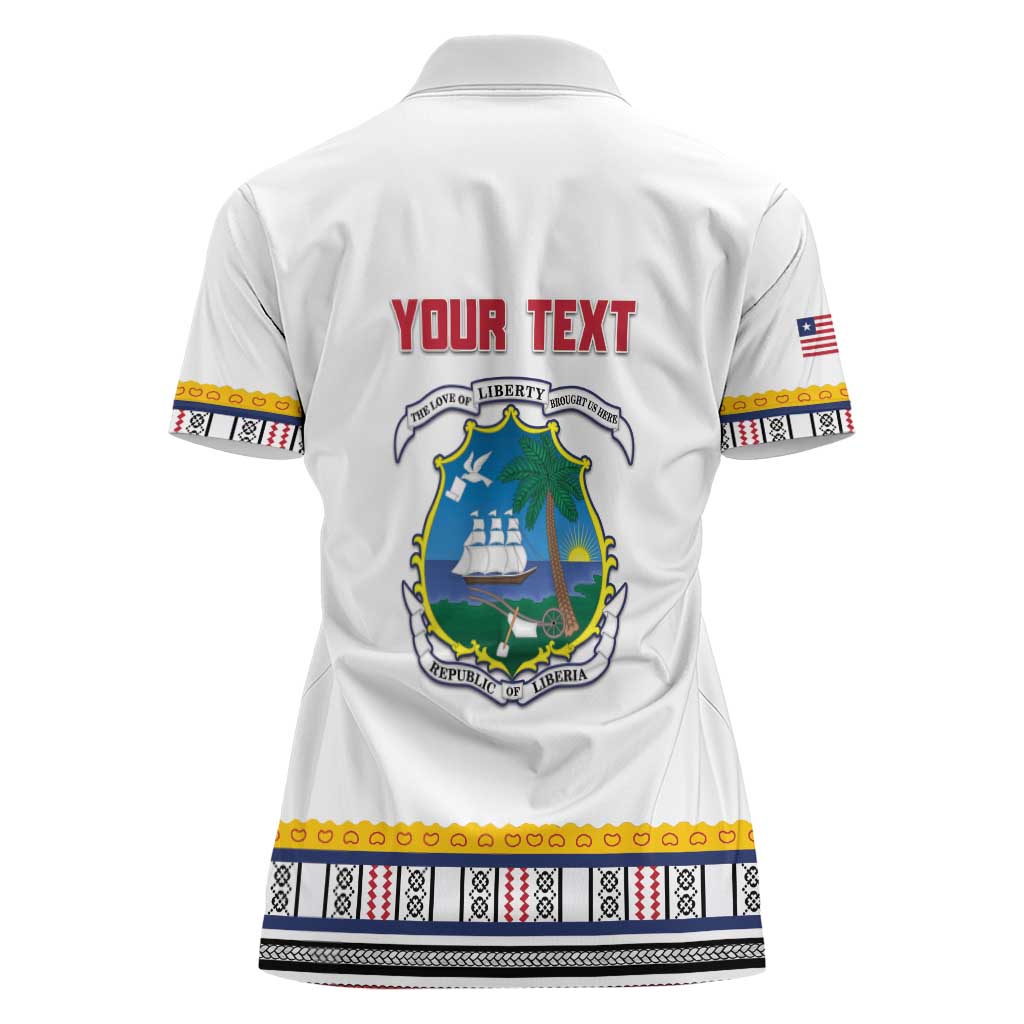Personalized Liberia Dashiki Women Polo Shirt White Color - Wonder Print Shop