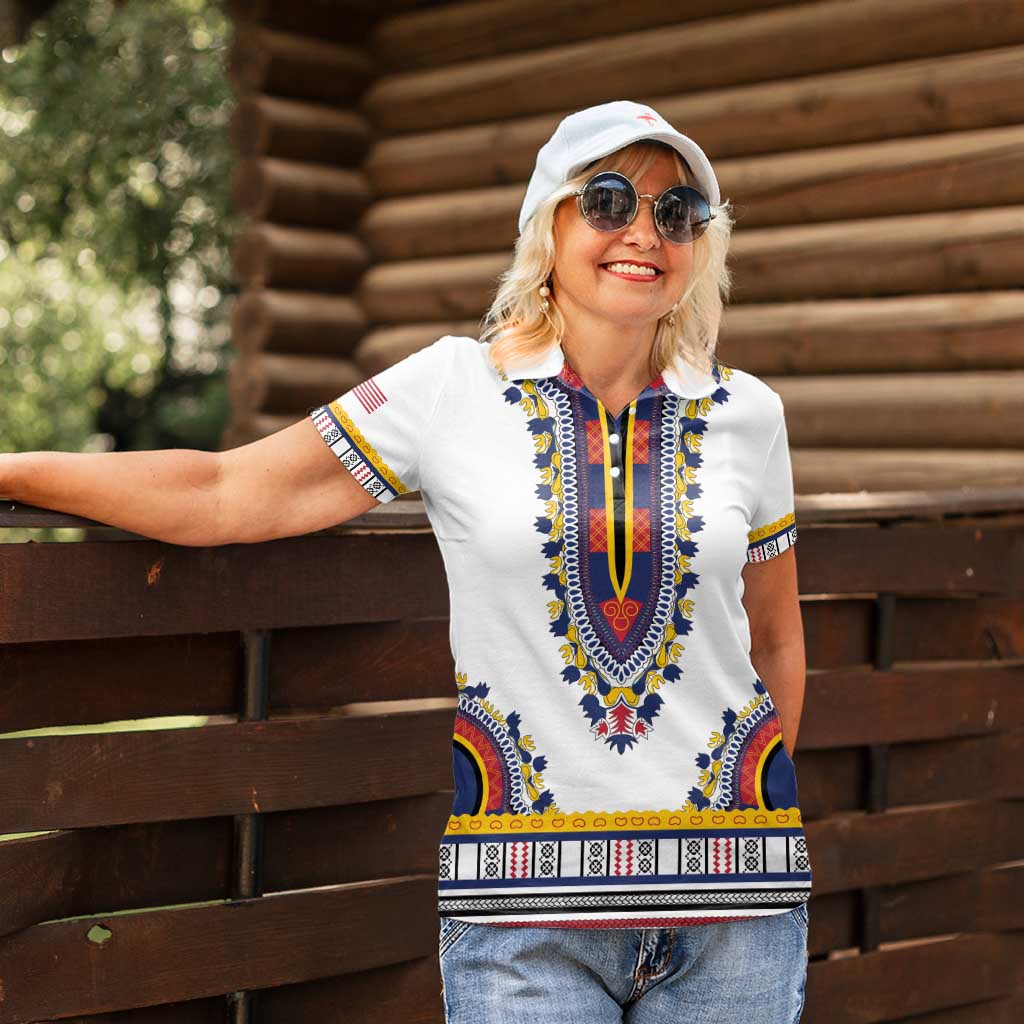 Personalized Liberia Dashiki Women Polo Shirt White Color - Wonder Print Shop