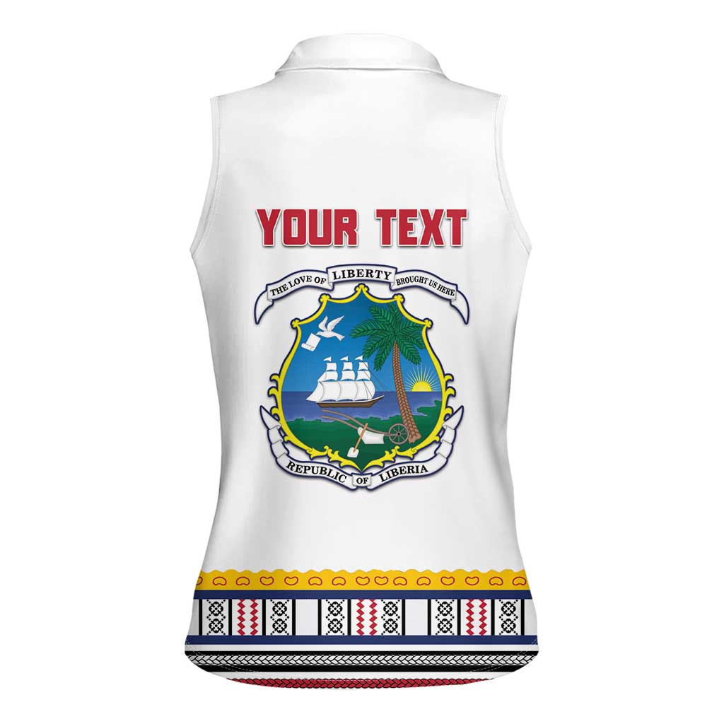 Personalized Liberia Dashiki Women Sleeveless Polo Shirt White Color - Wonder Print Shop