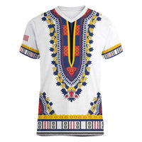 Personalized Liberia Dashiki Women V-Neck T-Shirt White Color - Wonder Print Shop