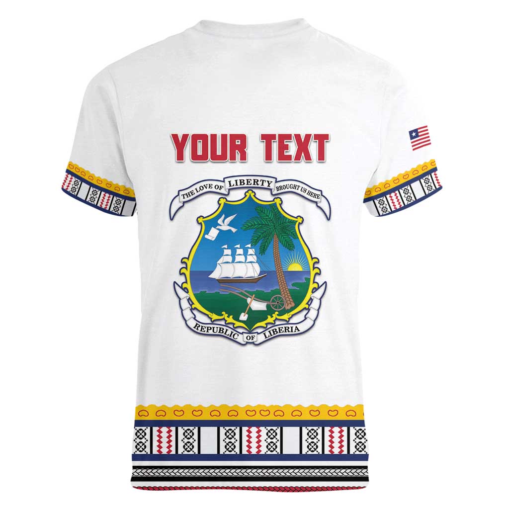 Personalized Liberia Dashiki Women V-Neck T-Shirt White Color - Wonder Print Shop