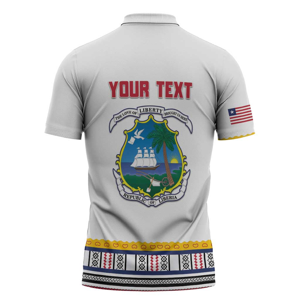 Personalized Liberia Dashiki Zipper Polo Shirt White Color - Wonder Print Shop