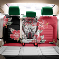 Personalised Sudan Independence Day Back Car Seat Cover Coat Of Arms Mix Hisbicus - Wonder Print Shop
