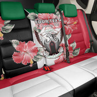 Personalised Sudan Independence Day Back Car Seat Cover Coat Of Arms Mix Hisbicus - Wonder Print Shop