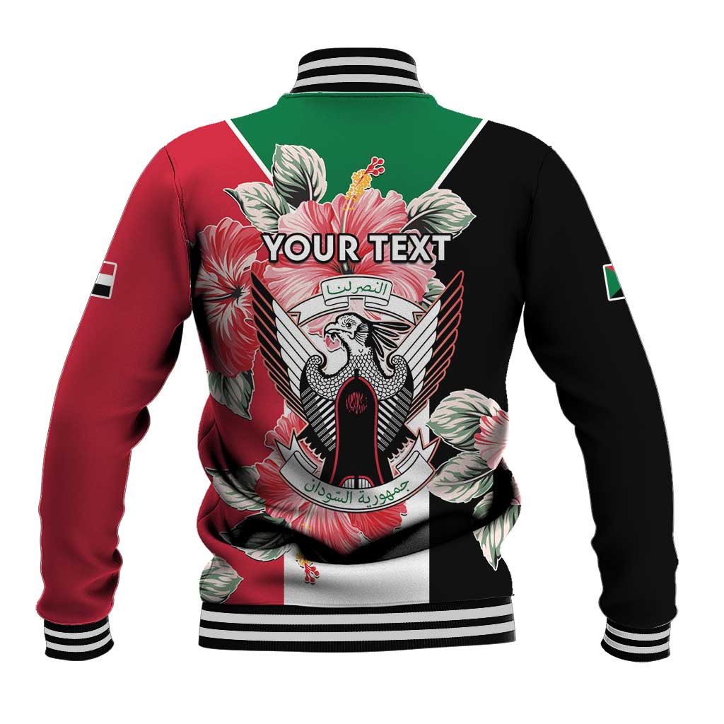 Personalised Sudan Independence Day Baseball Jacket Coat Of Arms Mix Hisbicus - Wonder Print Shop