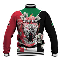 Personalised Sudan Independence Day Baseball Jacket Coat Of Arms Mix Hisbicus - Wonder Print Shop