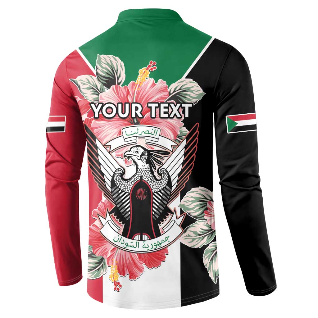 Personalised Sudan Independence Day Button Sweatshirt Coat Of Arms Mix Hisbicus - Wonder Print Shop
