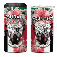 Personalised Sudan Independence Day 4 in 1 Can Cooler Tumbler Coat Of Arms Mix Hisbicus - Wonder Print Shop