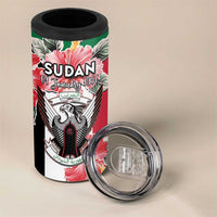 Personalised Sudan Independence Day 4 in 1 Can Cooler Tumbler Coat Of Arms Mix Hisbicus - Wonder Print Shop