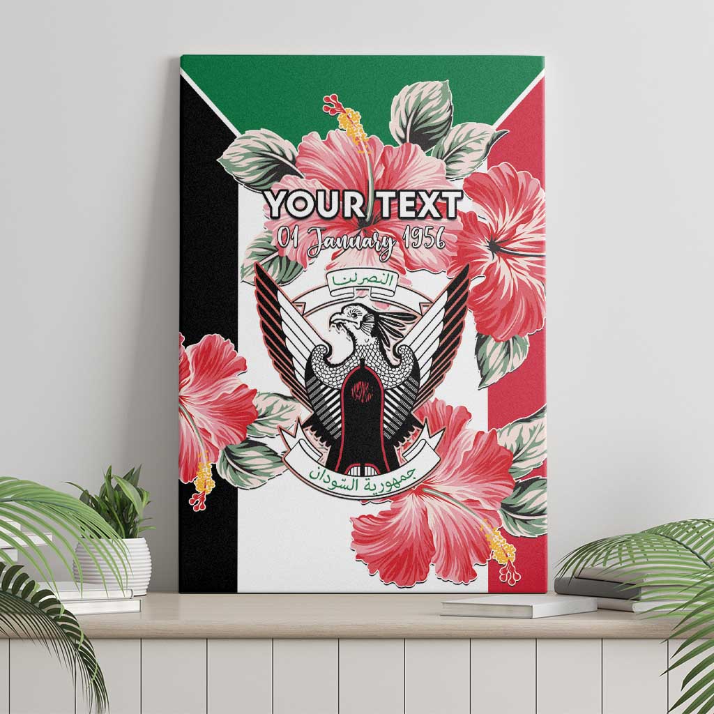 Personalised Sudan Independence Day Canvas Wall Art Coat Of Arms Mix Hisbicus - Wonder Print Shop