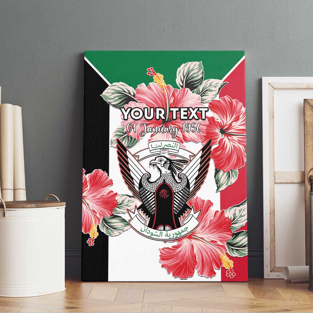 Personalised Sudan Independence Day Canvas Wall Art Coat Of Arms Mix Hisbicus - Wonder Print Shop