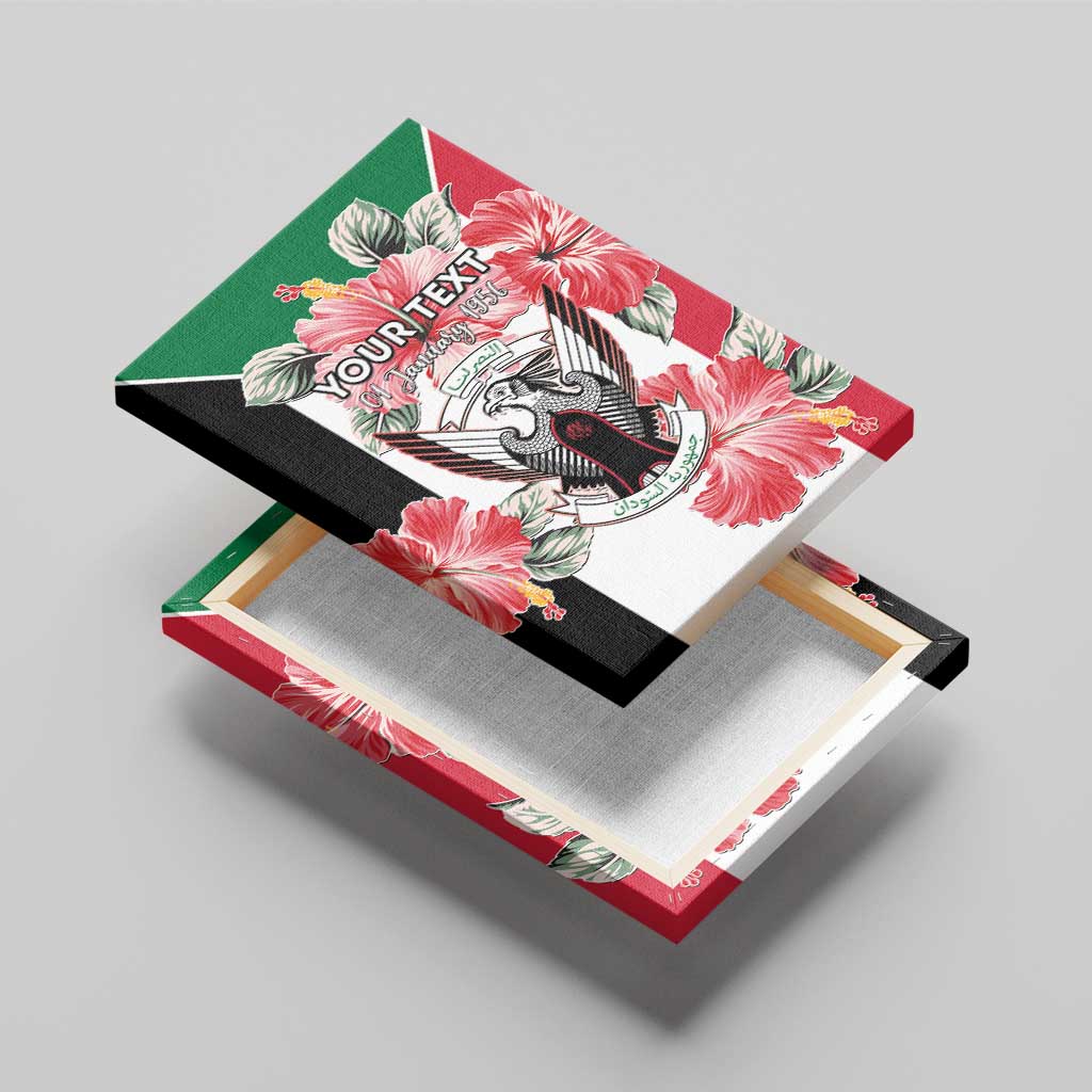 Personalised Sudan Independence Day Canvas Wall Art Coat Of Arms Mix Hisbicus - Wonder Print Shop