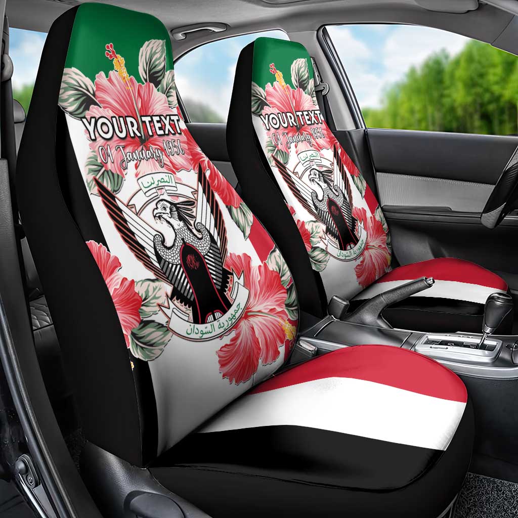 Personalised Sudan Independence Day Car Seat Cover Coat Of Arms Mix Hisbicus - Wonder Print Shop