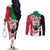 Personalised Sudan Independence Day Couples Matching Off The Shoulder Long Sleeve Dress and Long Sleeve Button Shirt Coat Of Arms Mix Hisbicus