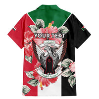 Personalised Sudan Independence Day Family Matching Mermaid Dress and Hawaiian Shirt Coat Of Arms Mix Hisbicus - Wonder Print Shop
