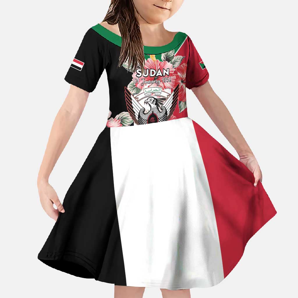Personalised Sudan Independence Day Family Matching Tank Maxi Dress and Hawaiian Shirt Coat Of Arms Mix Hisbicus - Wonder Print Shop