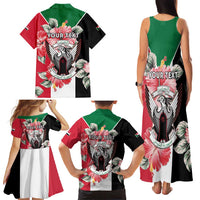 Personalised Sudan Independence Day Family Matching Tank Maxi Dress and Hawaiian Shirt Coat Of Arms Mix Hisbicus - Wonder Print Shop